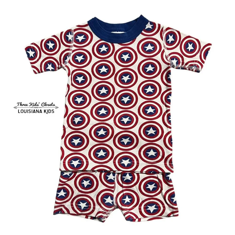 Hanna Andersson Sz 90 (3) Marvel Captain America Short Pajamas